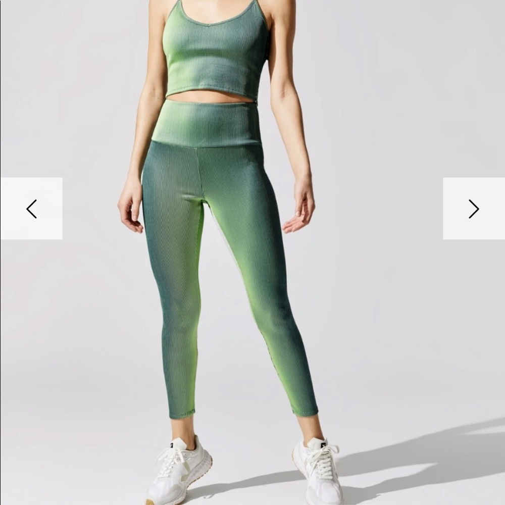 Two-tone Ribbed 7/8 Legging in Light Lime Green Yellow